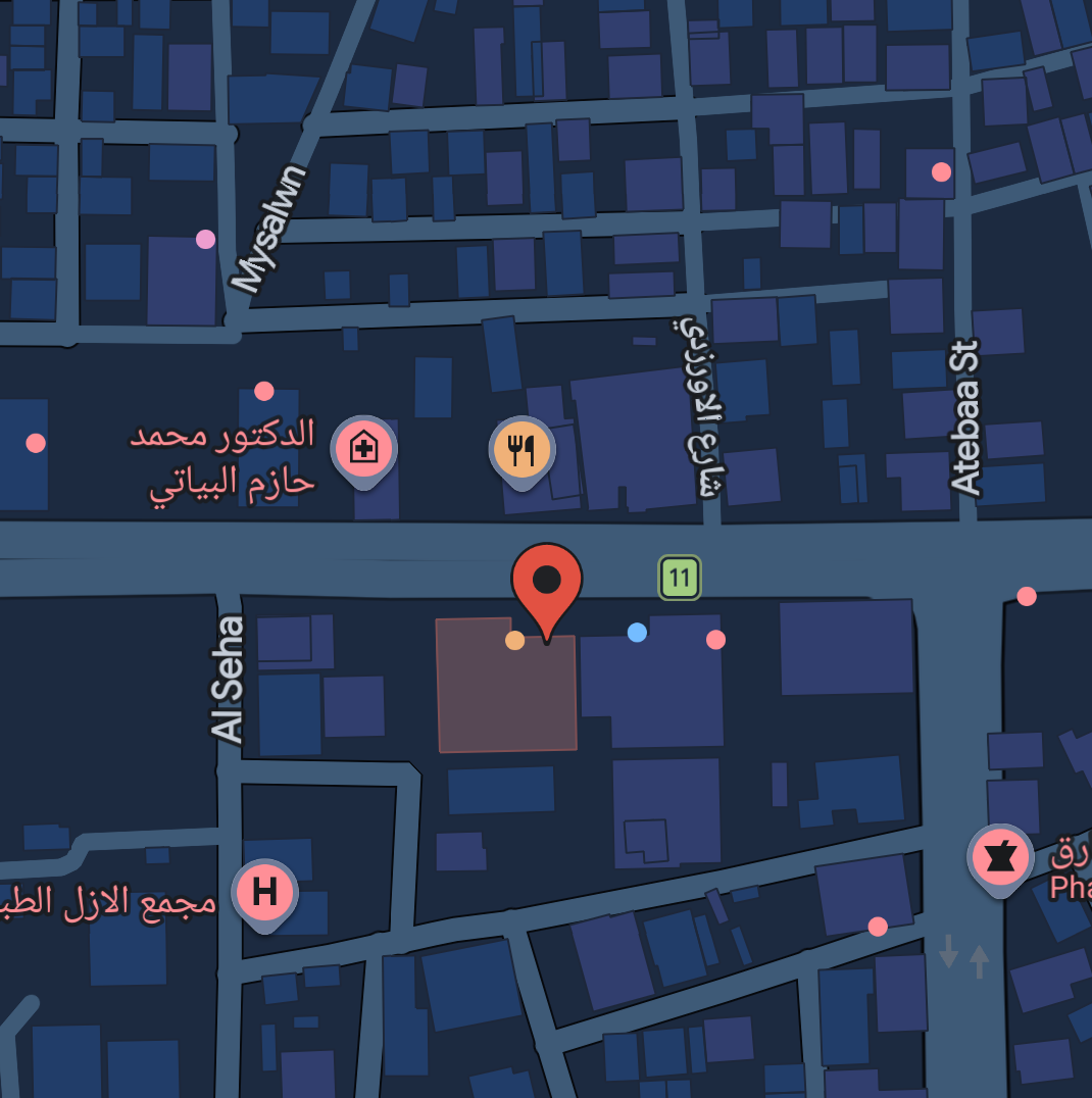 Map showing Orange Pharmacy location in Ramadi
